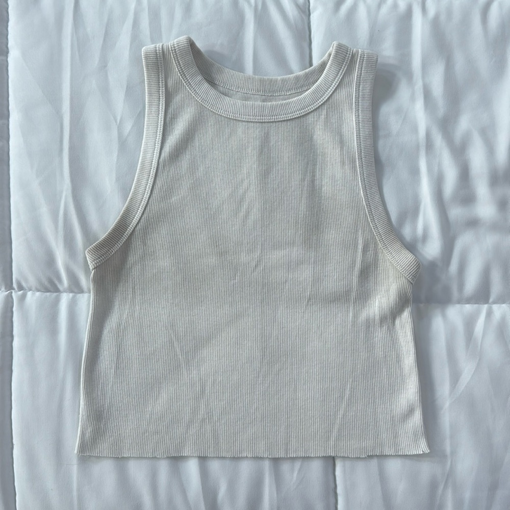 Ribbed White Crop Top